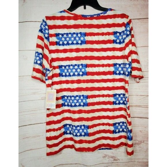 Rare LuLaRoe GiGi 2XL Women’s Shirt – Patriotic Flag Graphic Design Poly/Spandex - Picture 6 of 12